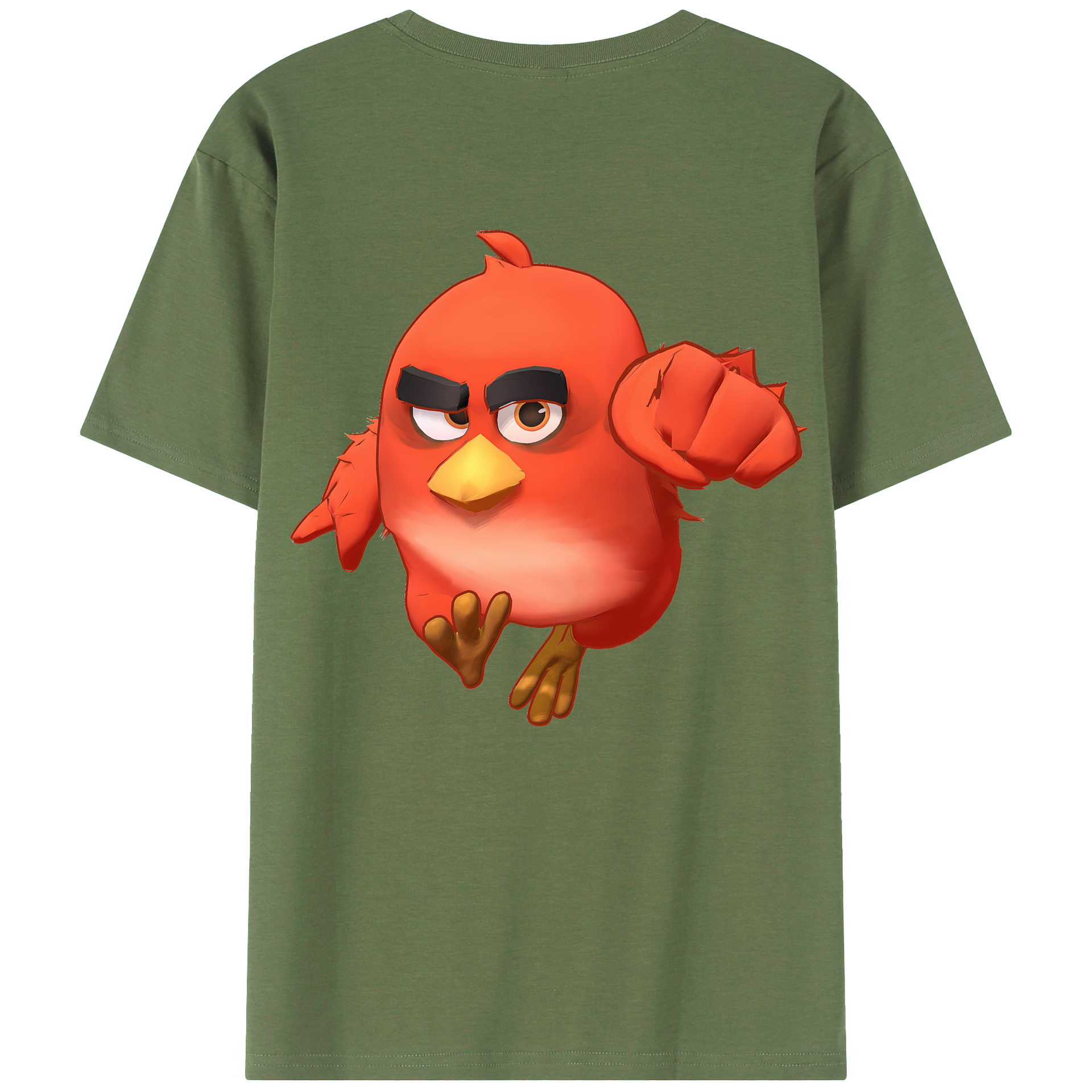 （画像用） Angry Birds アングリーバード 綿100％ メンズ半袖Tシャツ（バックプリント） 通気性